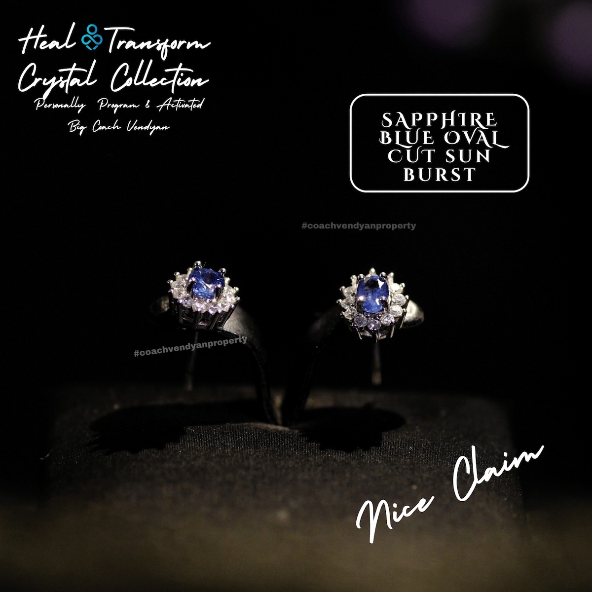 SAPPHIRE BLUE OVAL CUT SUN BURST - Gambar 2
