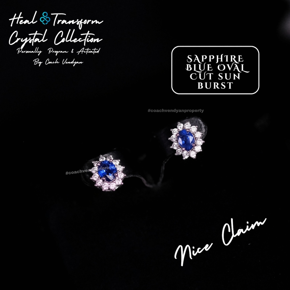 SAPPHIRE BLUE OVAL CUT SUN BURST - Gambar 5