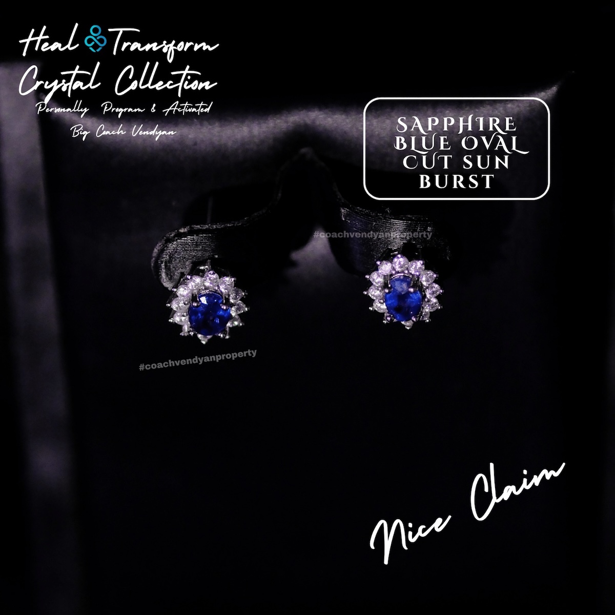 SAPPHIRE BLUE OVAL CUT SUN BURST - Gambar 4