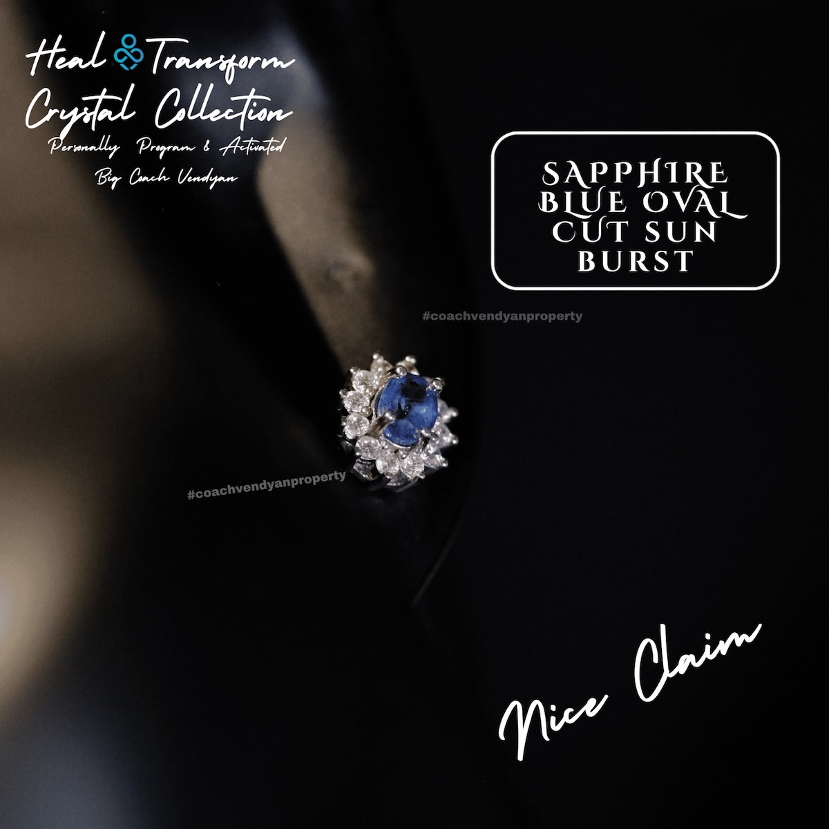 SAPPHIRE BLUE OVAL CUT SUN BURST - Gambar 3